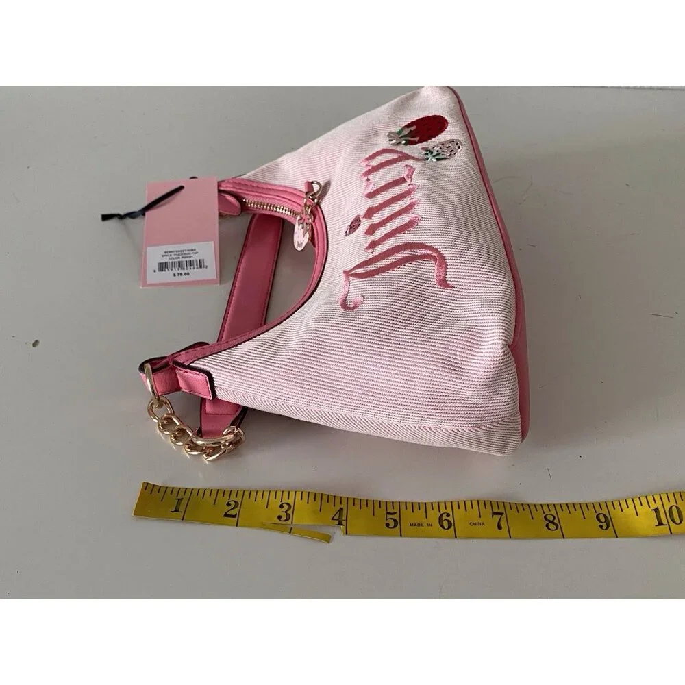 Juicy Couture Berry Sweet Hobo‎ Shoulder Bag Pink Strawberry With Charm NEW